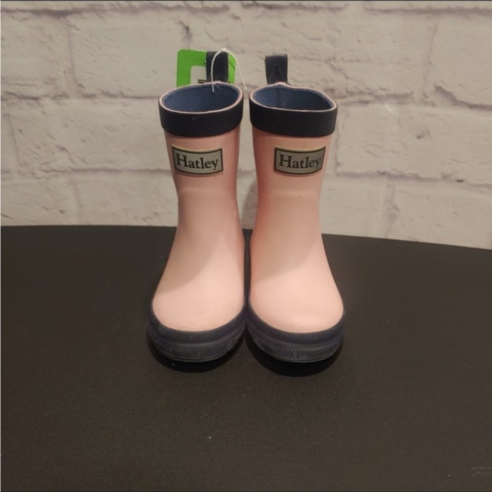 Hatley Blush and Navy Kids' Rain Boots 4C